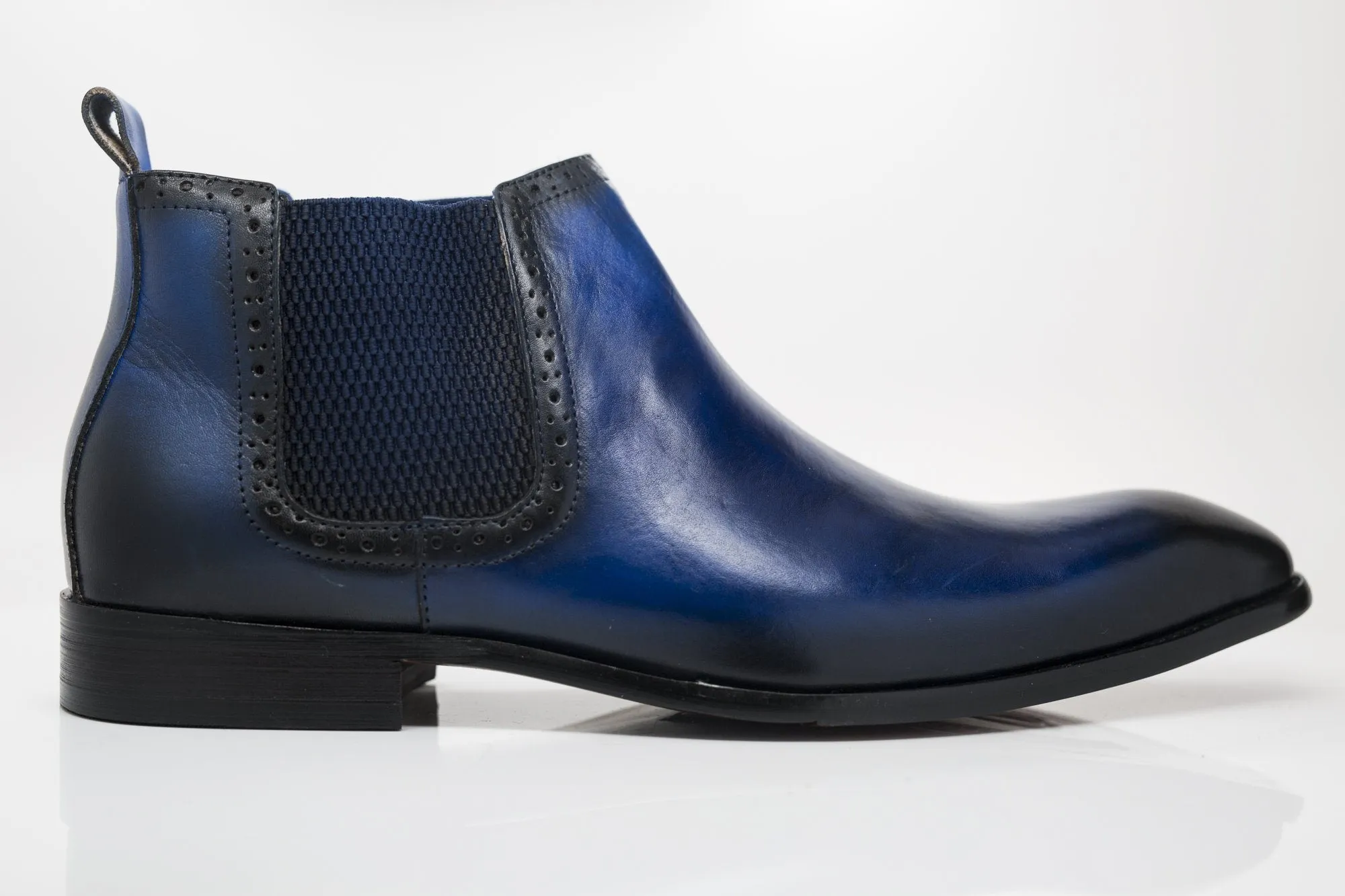 Burnished Calfskin Slip-On Boot Navy