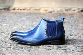 Burnished Calfskin Slip-On Boot Navy