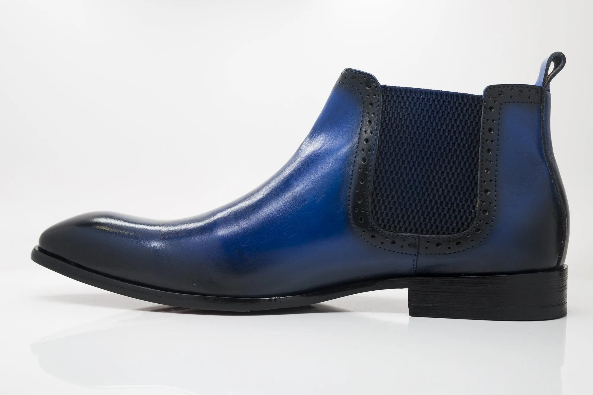 Burnished Calfskin Slip-On Boot Navy