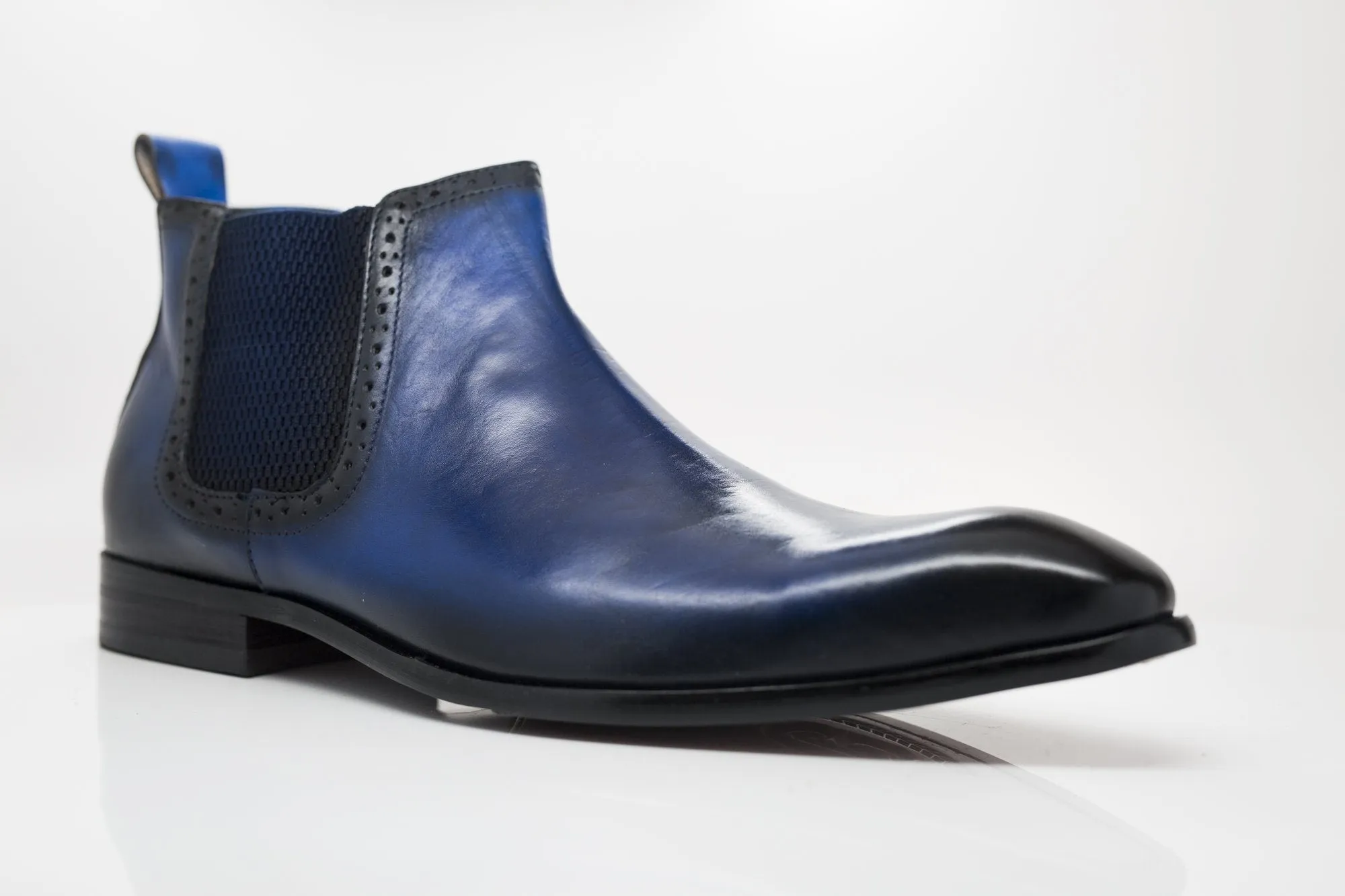 Burnished Calfskin Slip-On Boot Navy