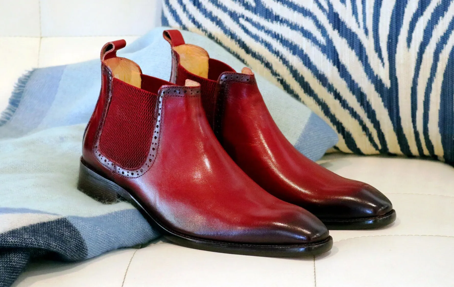 Burnished Calfskin Slip-On Boot Red