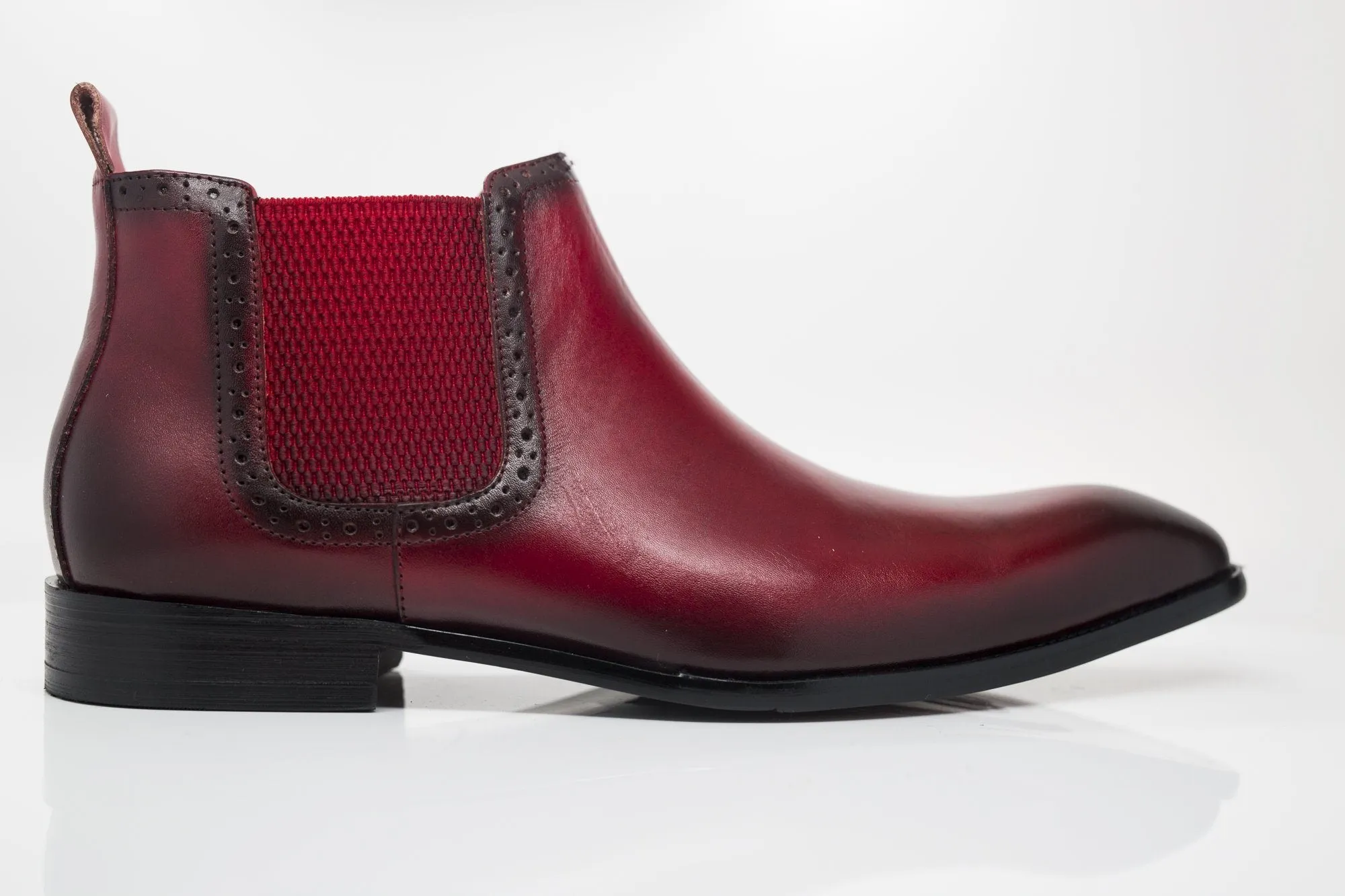 Burnished Calfskin Slip-On Boot Red