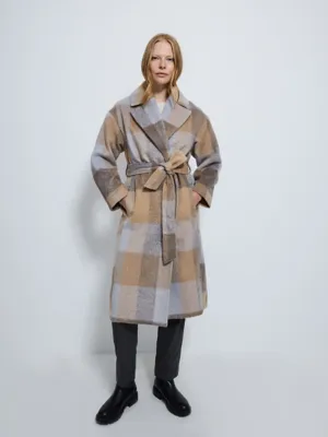 Camel Checked Belted Formal Coat | Women | George at ASDA