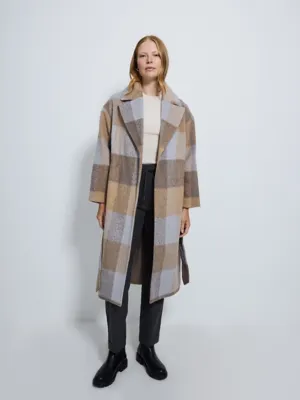 Camel Checked Belted Formal Coat | Women | George at ASDA