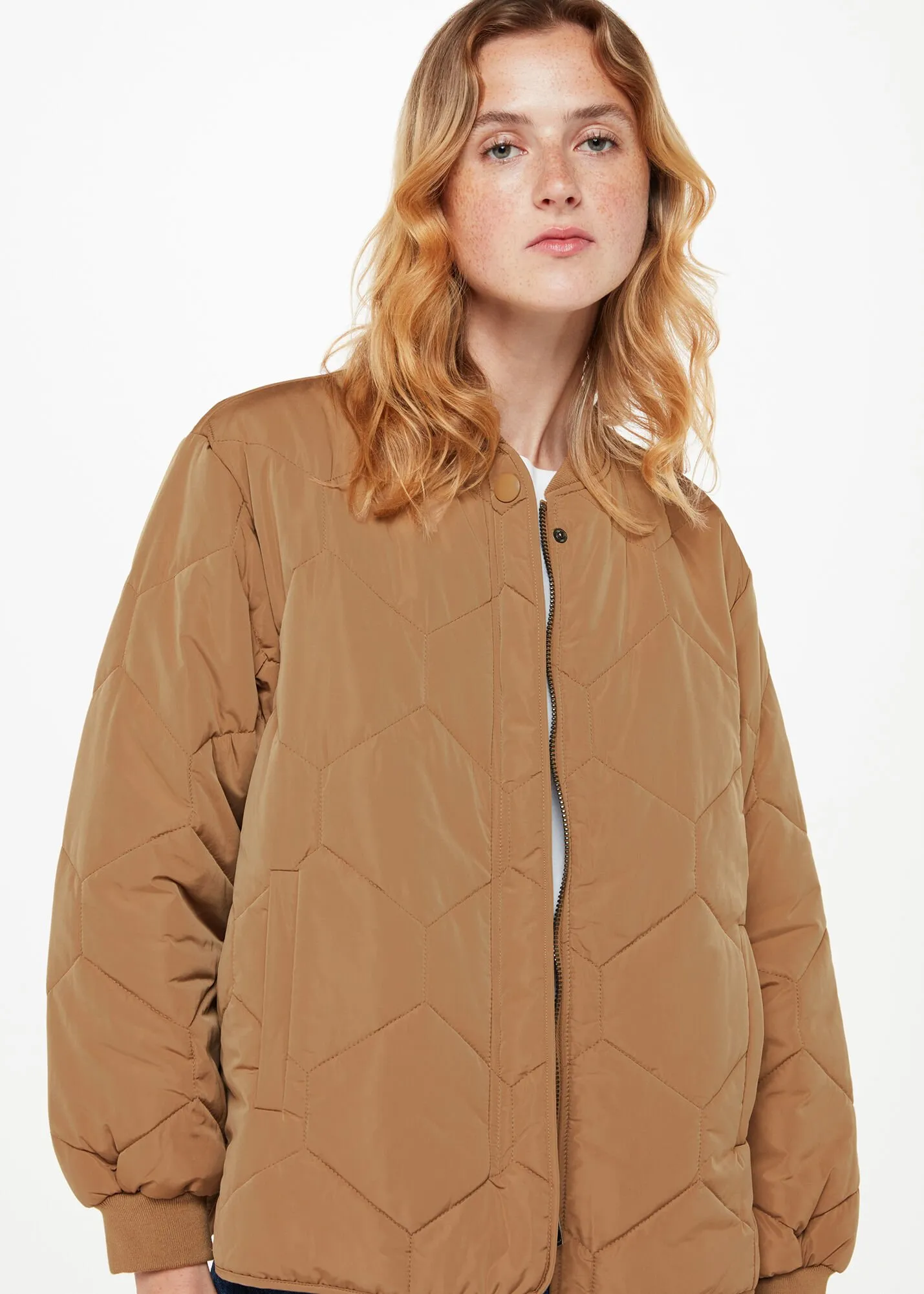 Camel Ida Short Quilted Coat