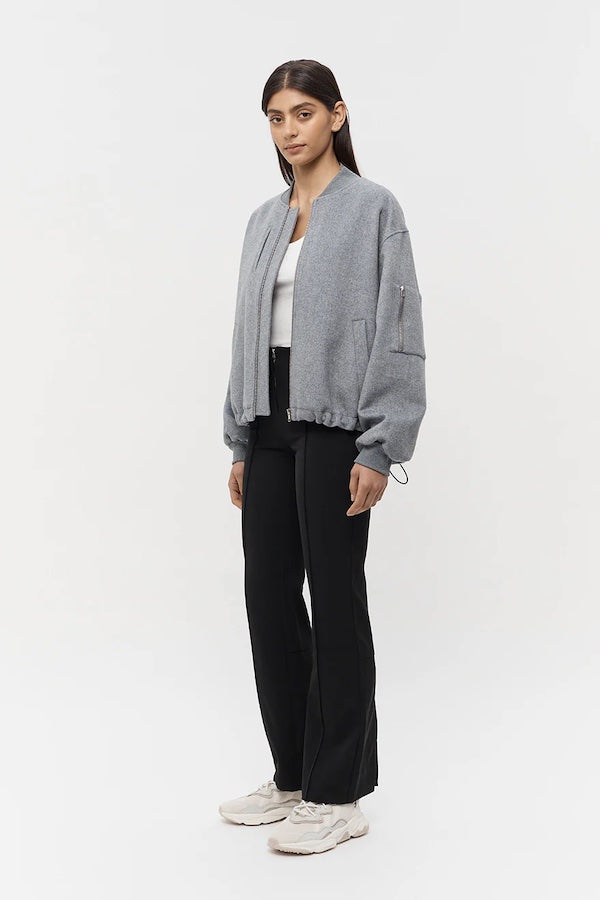 Carson Wool Bomber Jacket Grey Marle