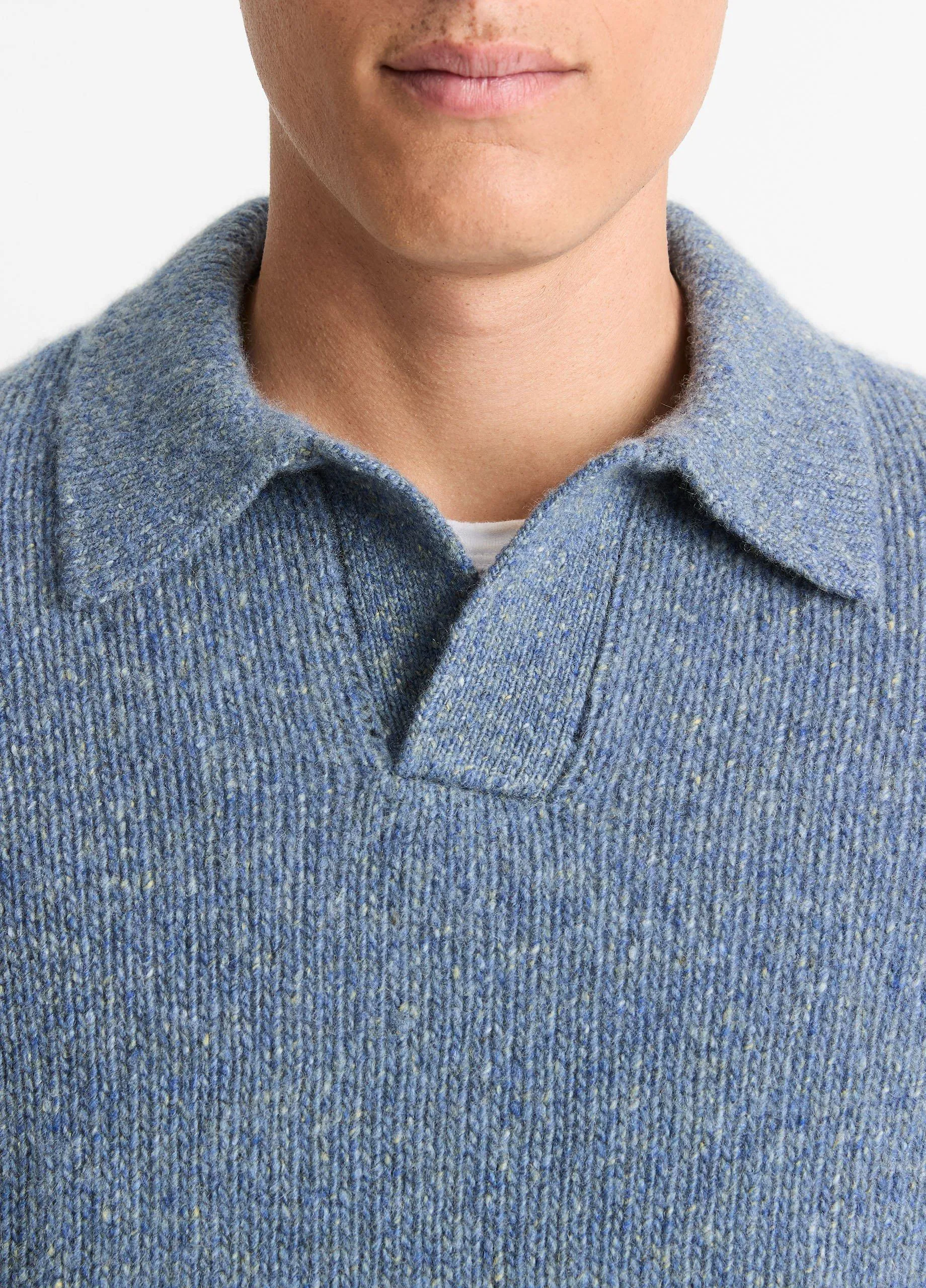 Cashmere Donegal Johnny-Collar Sweater