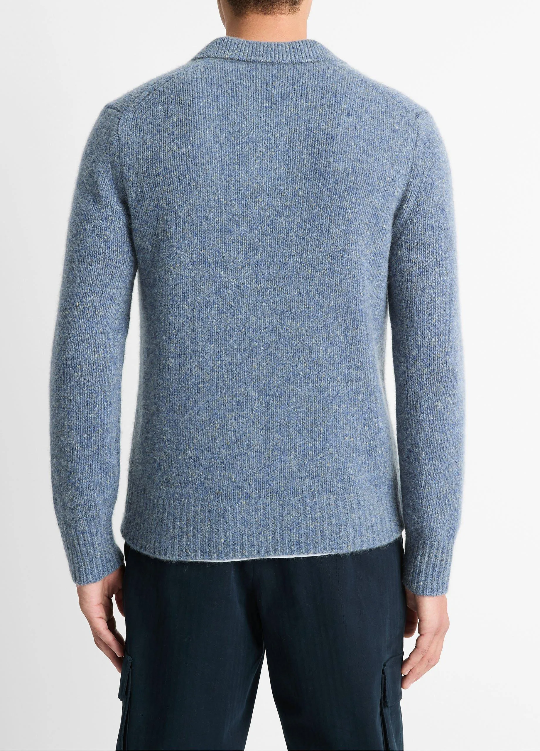 Cashmere Donegal Johnny-Collar Sweater