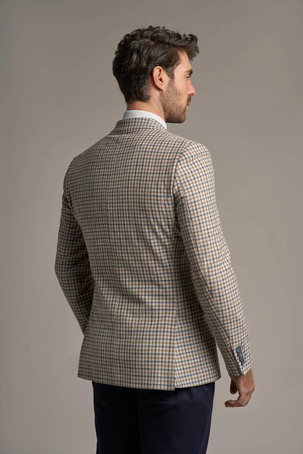 Cavani “Sergio” Double Breasted Check Dinner Jacket Blazer