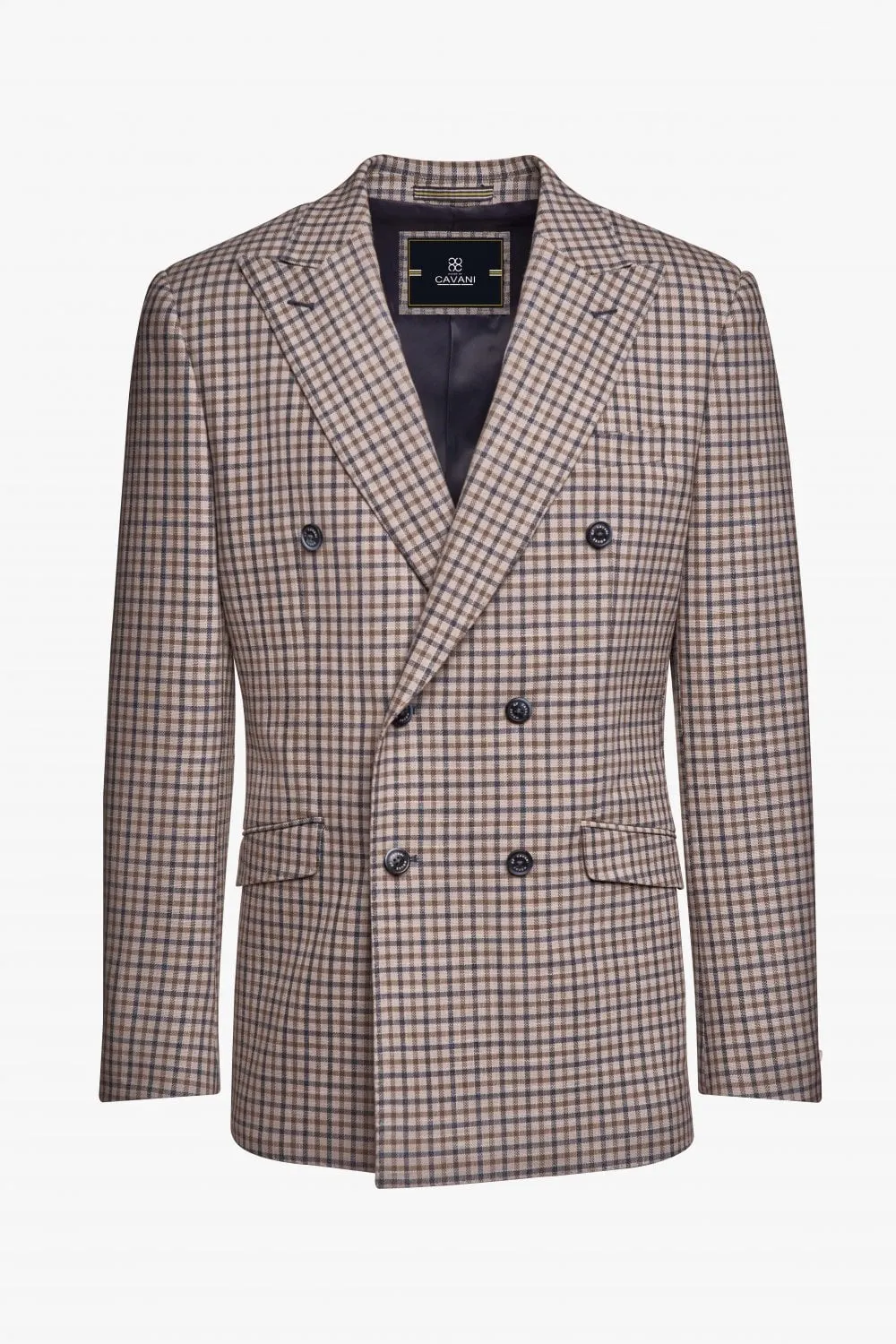 Cavani “Sergio” Double Breasted Check Dinner Jacket Blazer