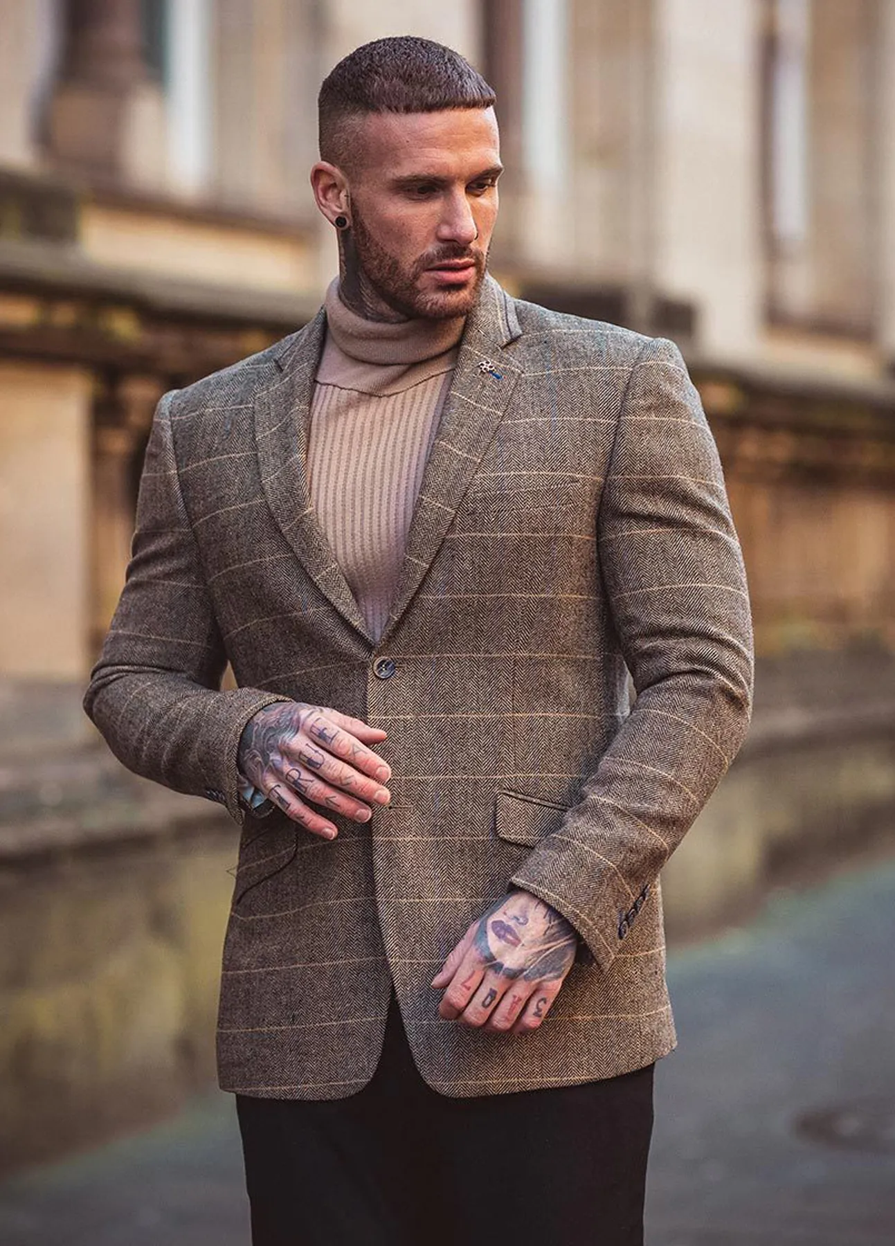 Cavani Albert Brown Tweed Blazer