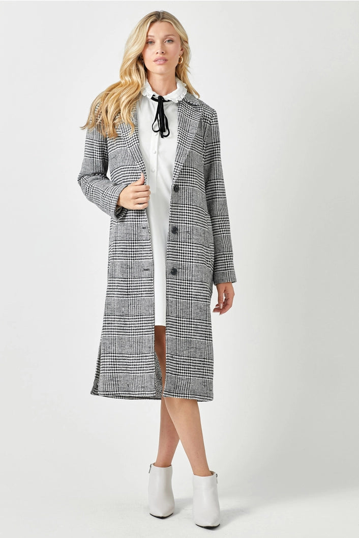 Checkers Plaid Long Coat