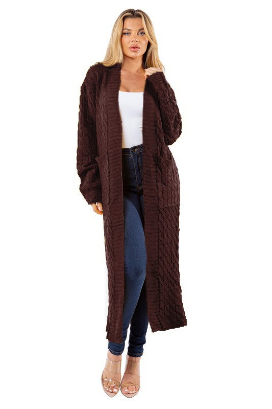 Chic Comfort Maxi Sweater Cardigan |Brown