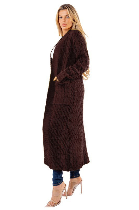 Chic Comfort Maxi Sweater Cardigan |Brown