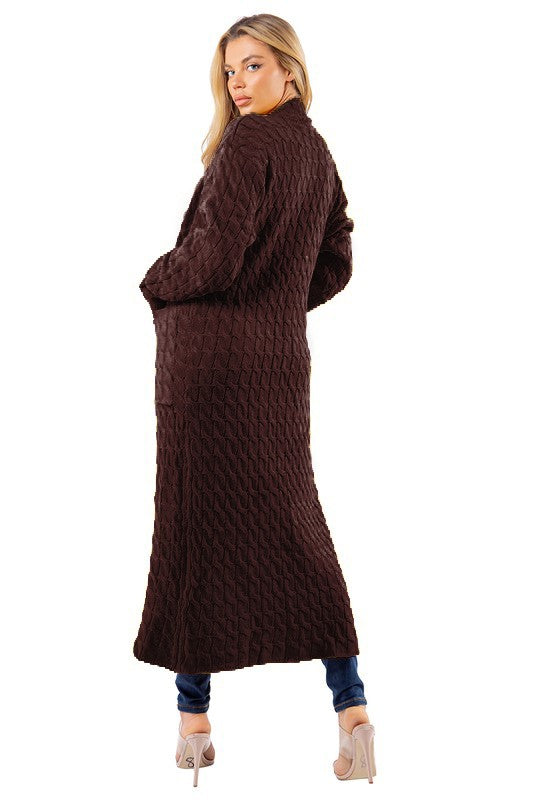 Chic Comfort Maxi Sweater Cardigan |Brown