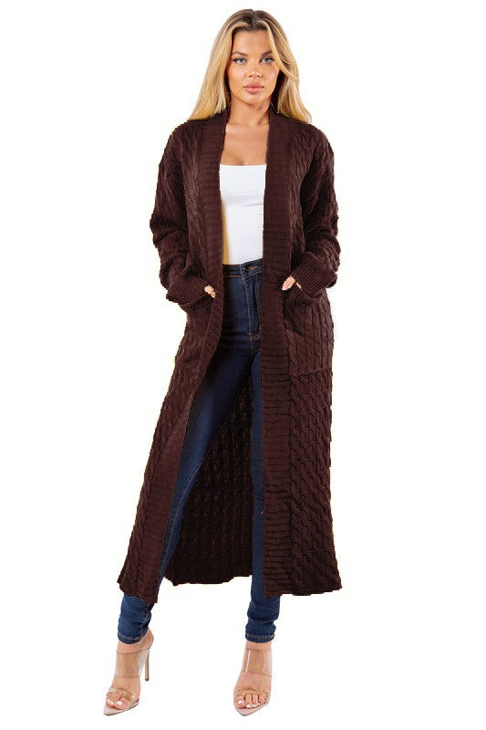 Chic Comfort Maxi Sweater Cardigan |Brown