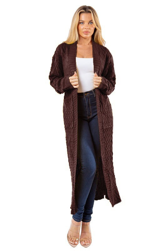 Chic Comfort Maxi Sweater Cardigan |Brown