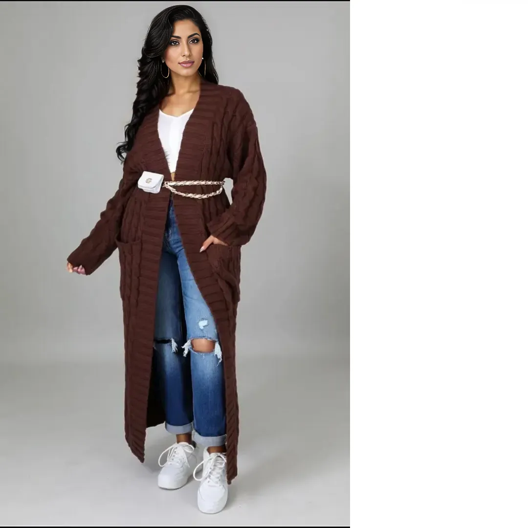 Chic Comfort Maxi Sweater Cardigan |Brown