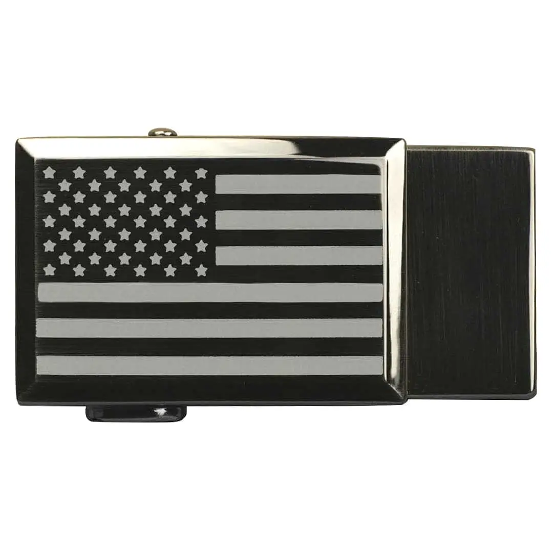 Classic Beveled USA Flag Gunmetal Buckle