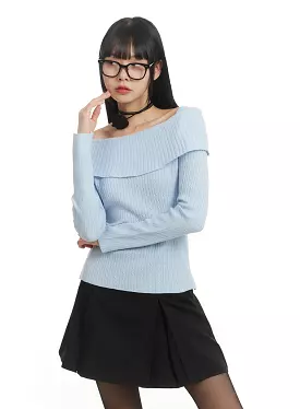 Cozy Knit Off-Shoulder Long Sleeve Sweater IM406