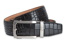 Crocodile Black, 38mm Strap, Dress Belt