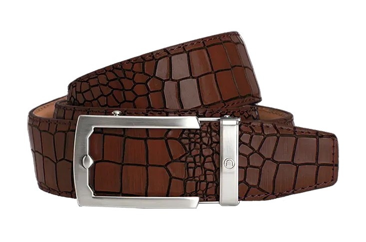 Crocodile Brown, 38mm Strap, Dress Belt