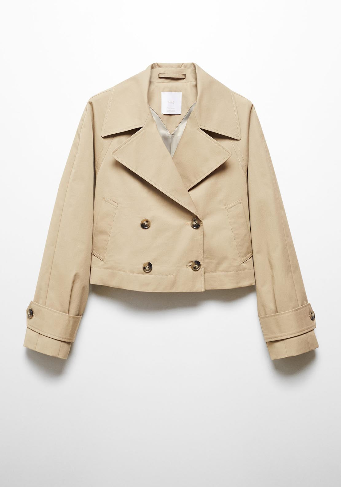 Cropped trench coat with lapels