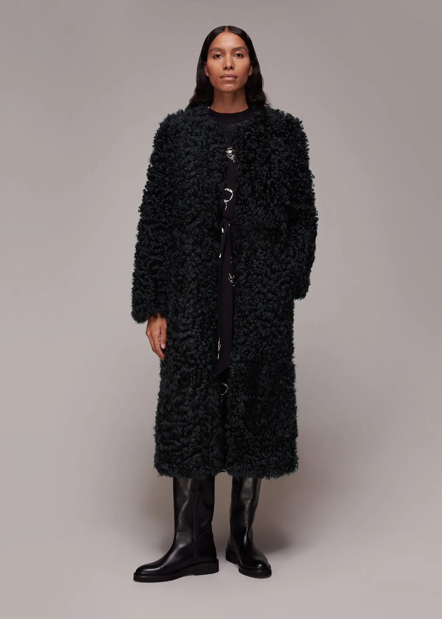 Dark Grey Eliza Shearling Coat