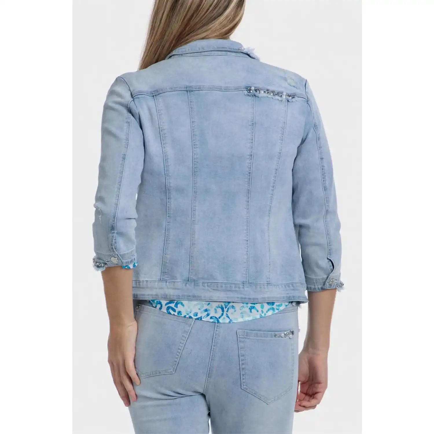 Denim Pearls Jacket - Blue