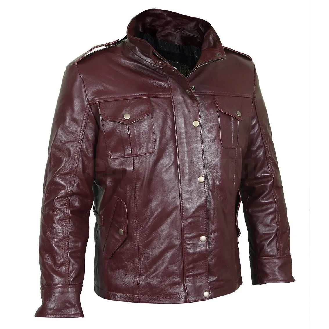 Exceptional burgundy leather field jacket - Leather Skin Shop