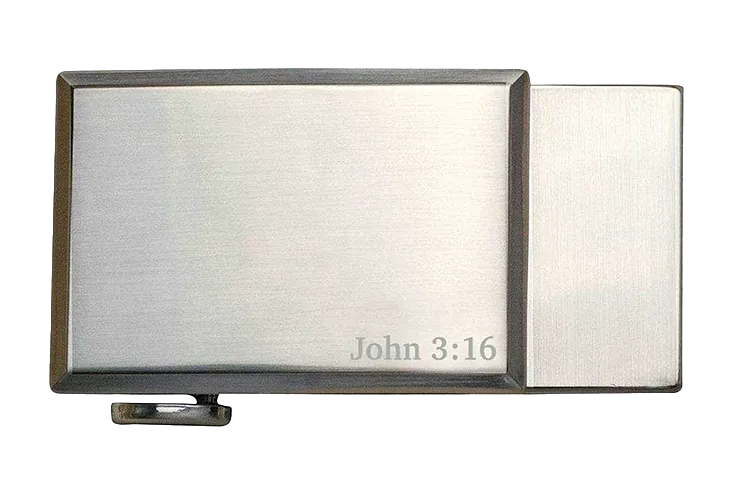 Faith 3:16 Nickel Dress Buckle, Fits 1 3/8 Straps