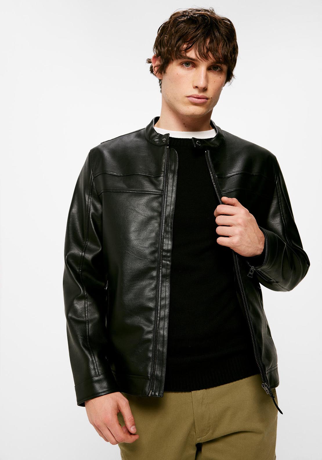 Faux leather biker jacket - Black