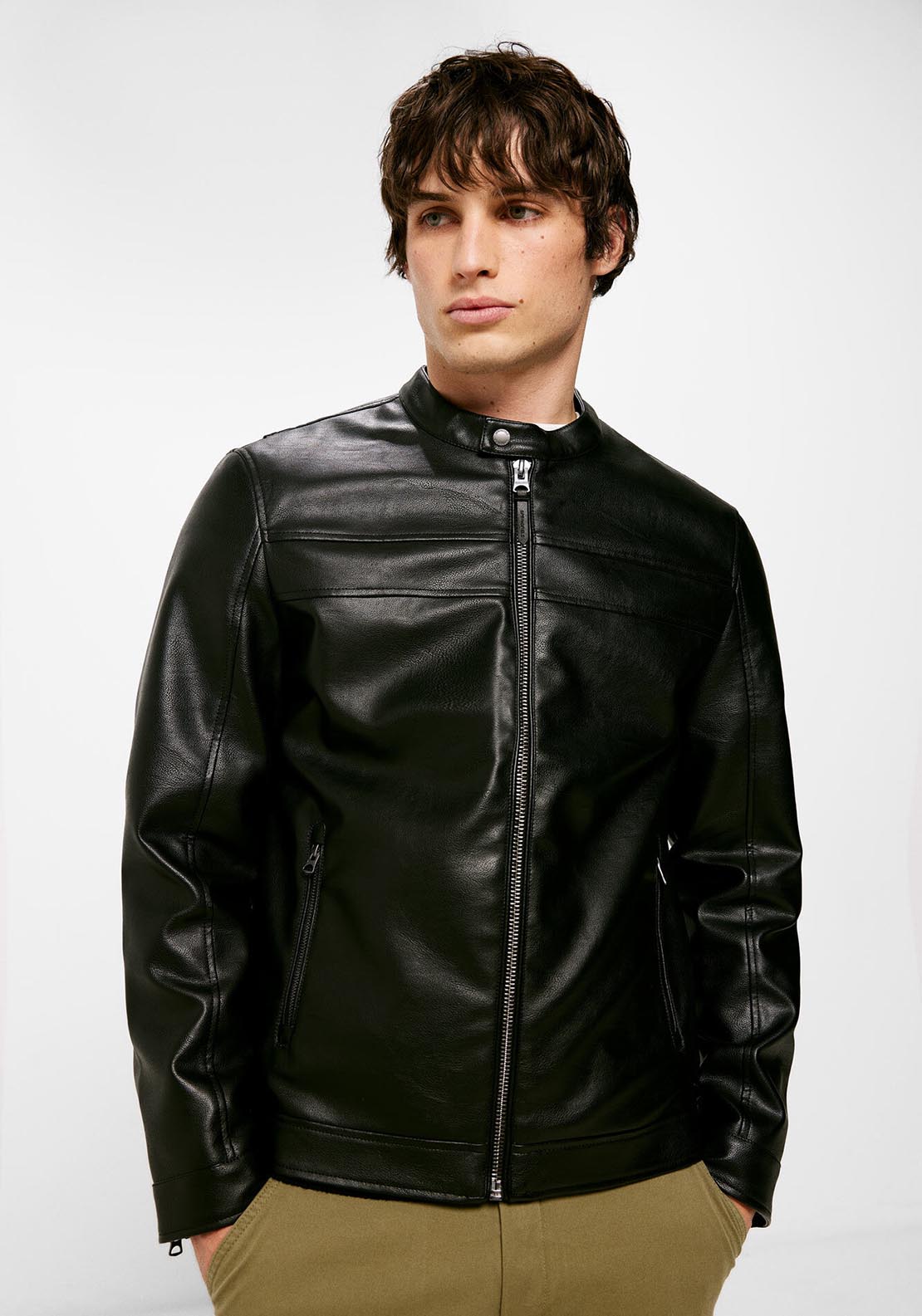 Faux leather biker jacket - Black