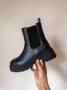 Faux Leather Chunky Chelsea Boots