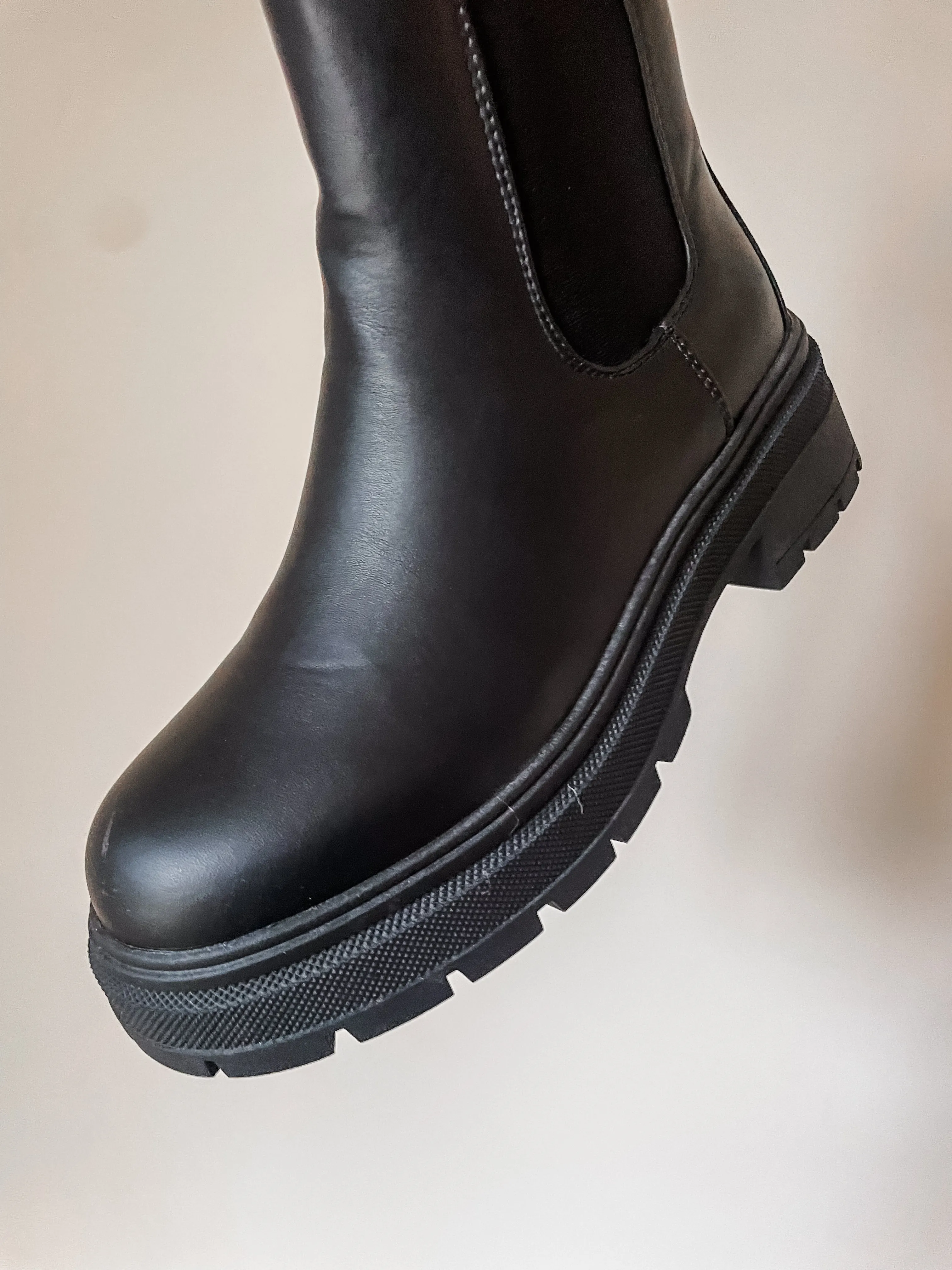 Faux Leather Chunky Chelsea Boots