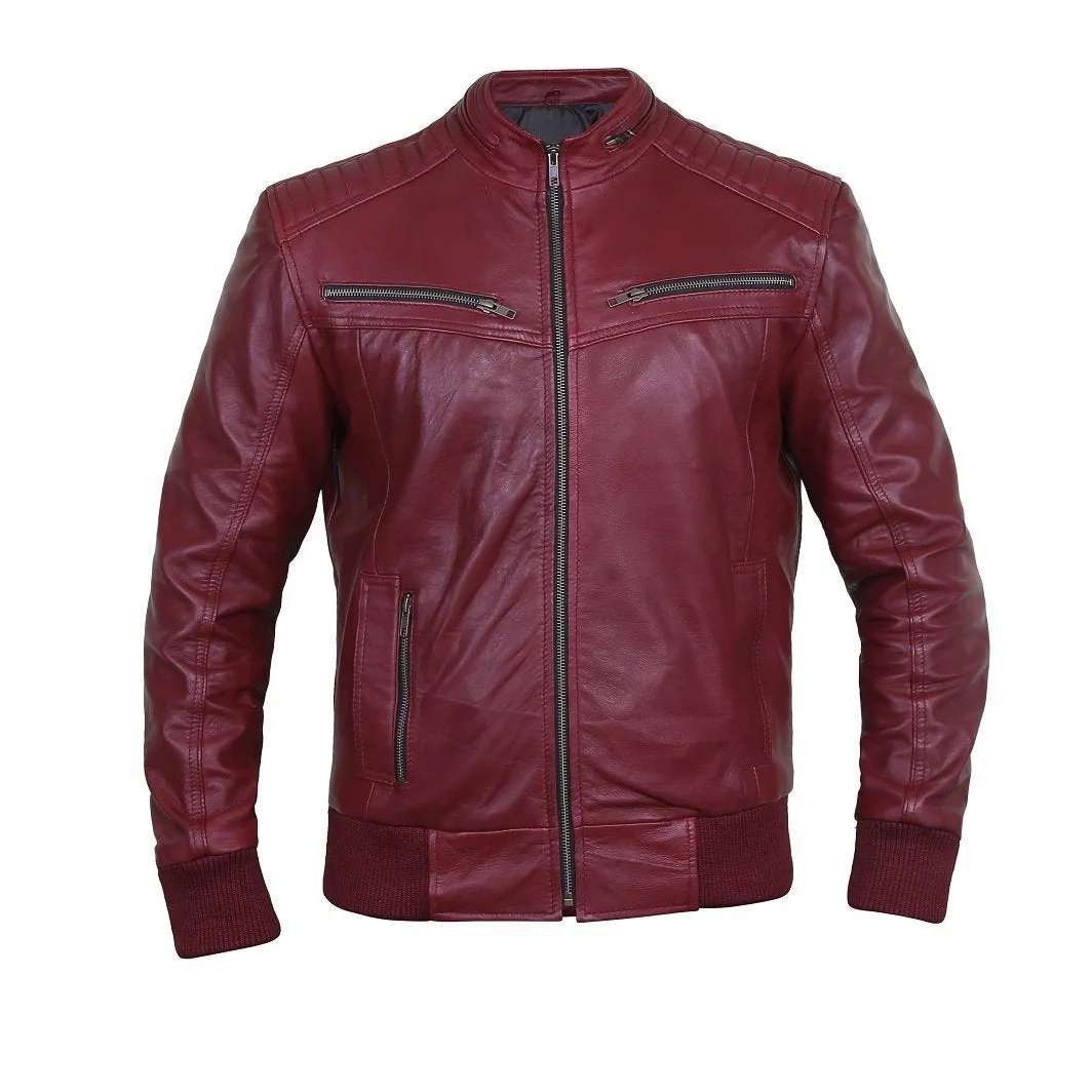 Flashy Sangria Leather Bomber Jacket - Leather Skin Shop