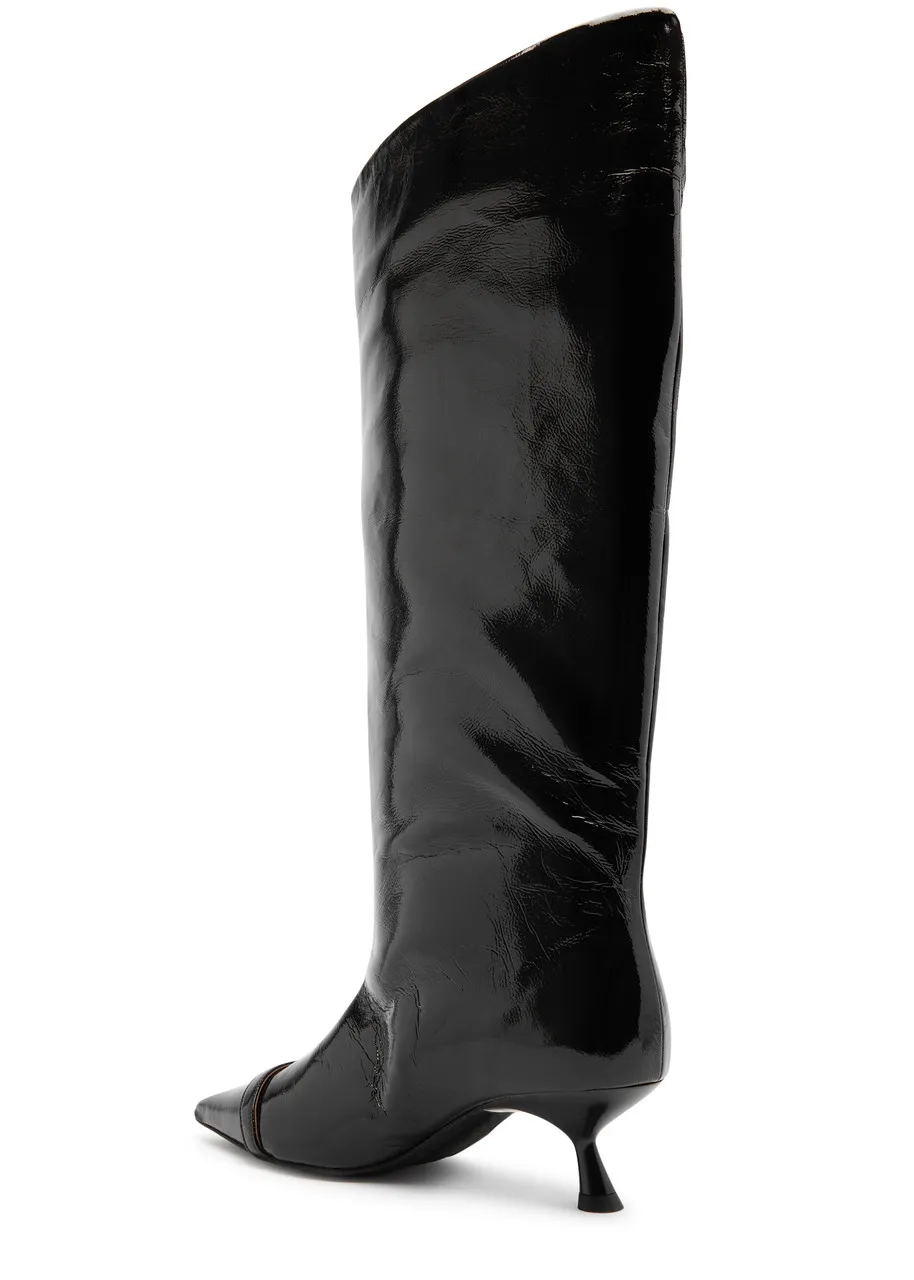 GANNI 50 patent leather knee-high boots  
                         
                     
                