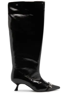 GANNI 50 patent leather knee-high boots  
                         
                     
                