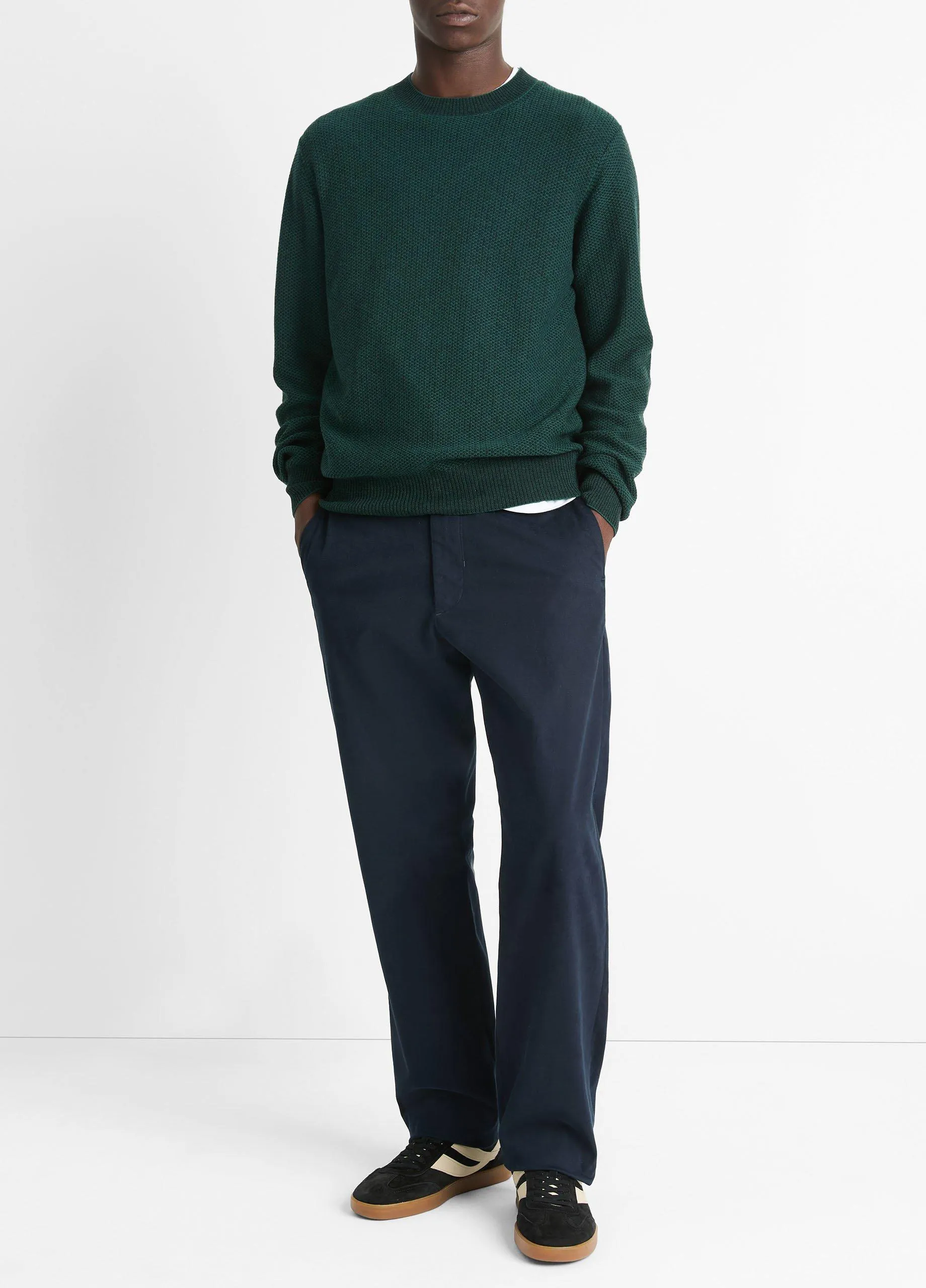 Geo-Jacquard Wool-Blend Crew Neck Sweater