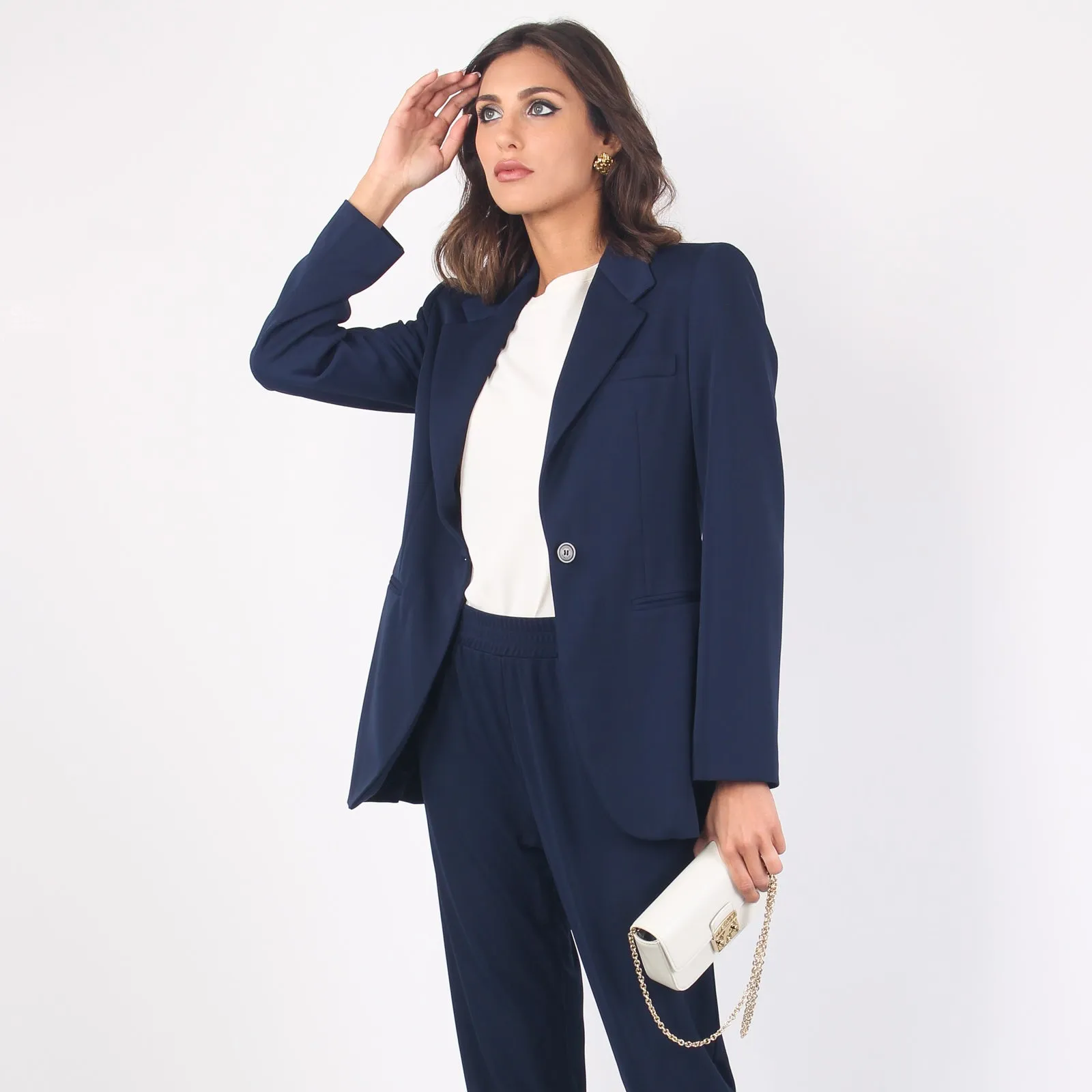 Giacca Jersey Viscosa Blu