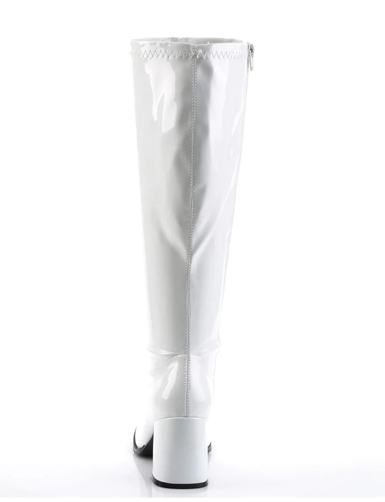 GOGO 300 BOOTS WIDE CALF - WHITE STRETCH PATENT *PRE ORDER*