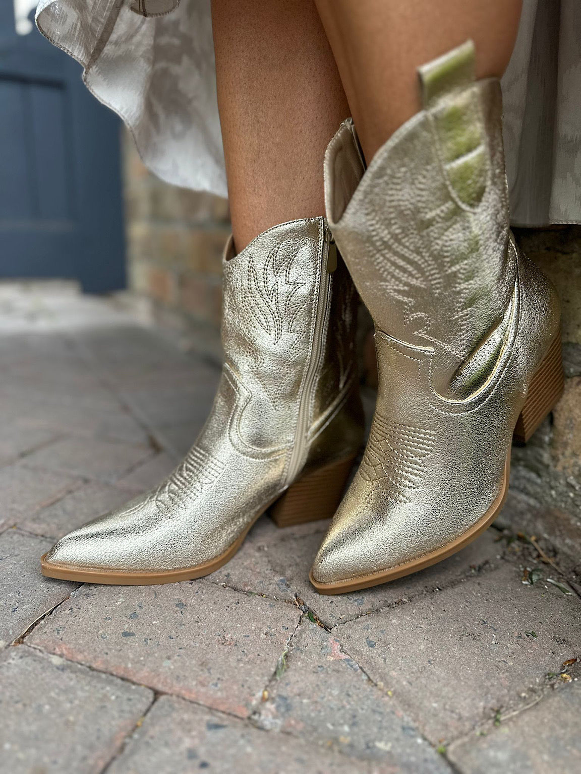 Gold Shimmer Western Boots