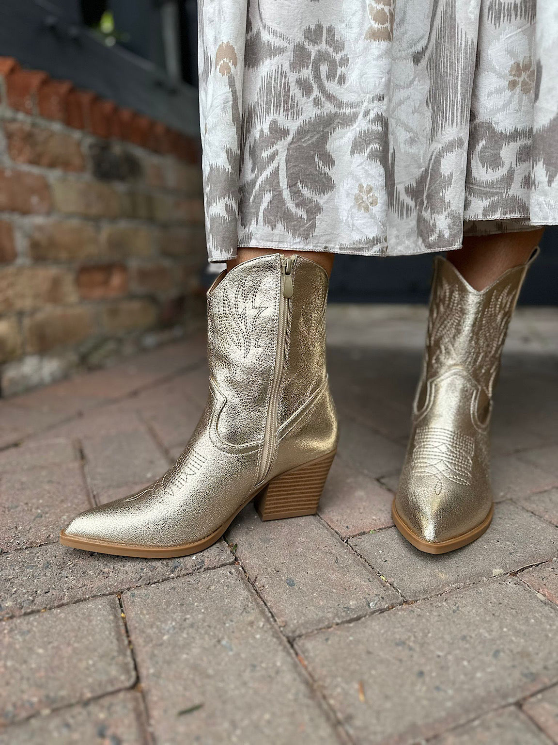 Gold Shimmer Western Boots