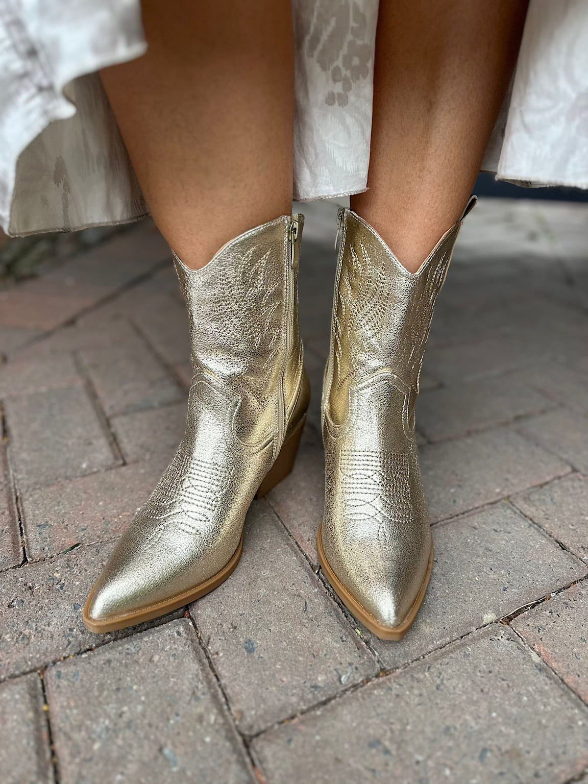 Gold Shimmer Western Boots