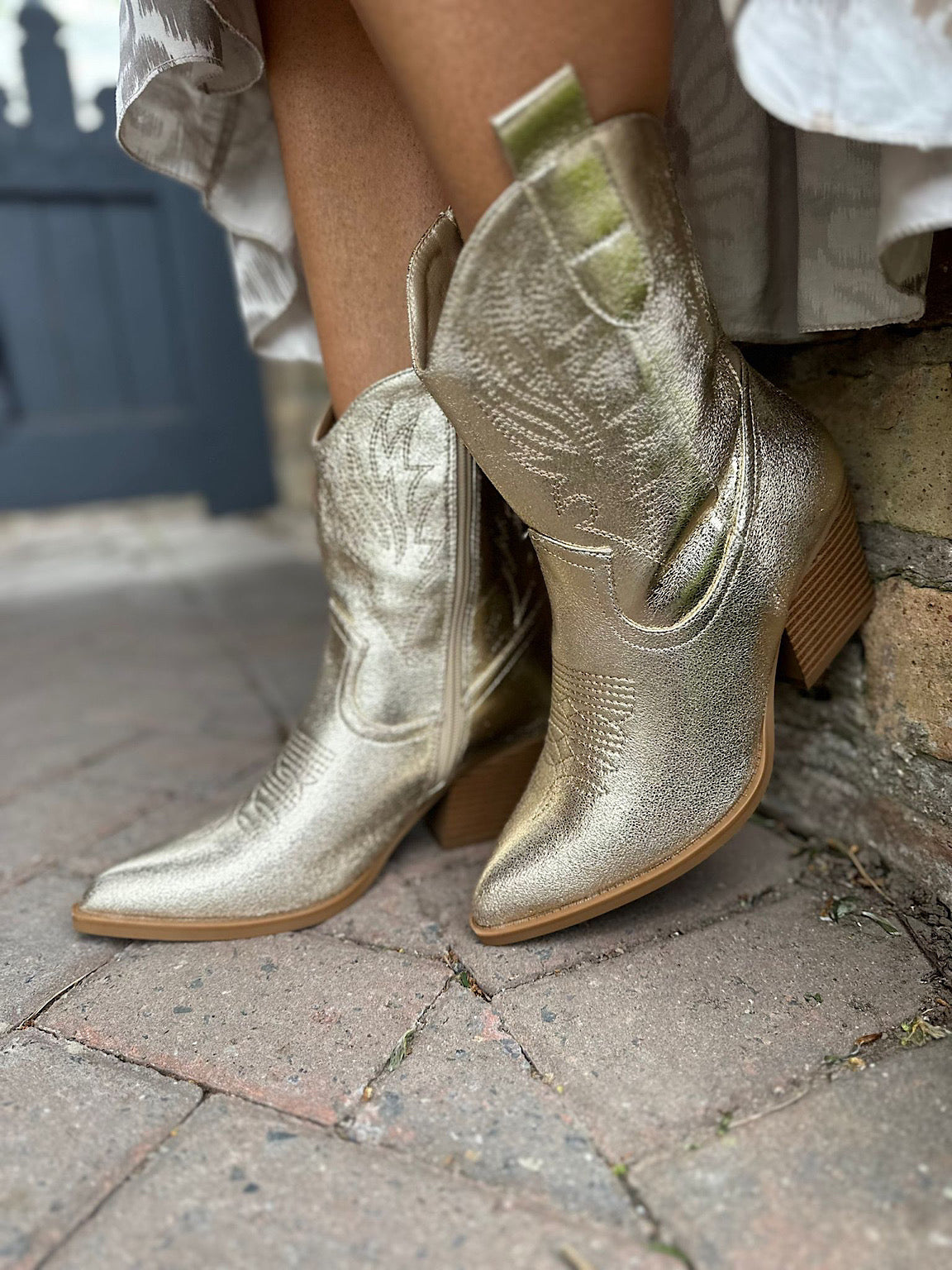 Gold Shimmer Western Boots