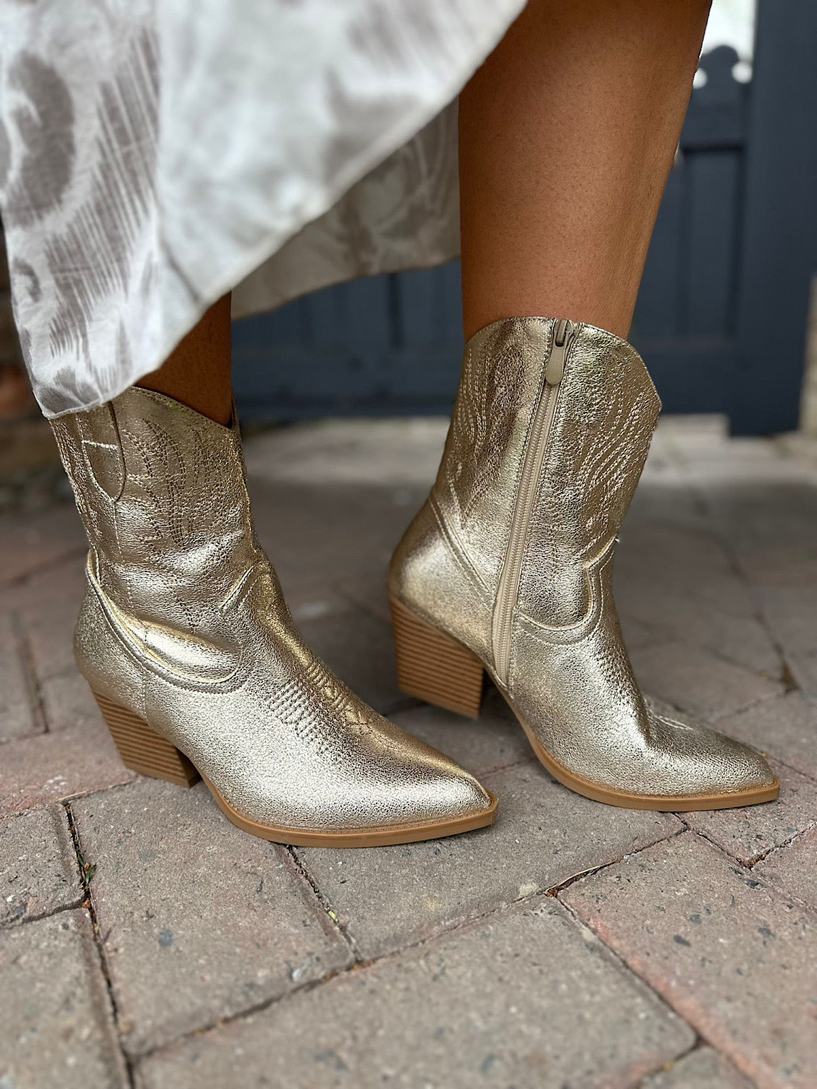 Gold Shimmer Western Boots