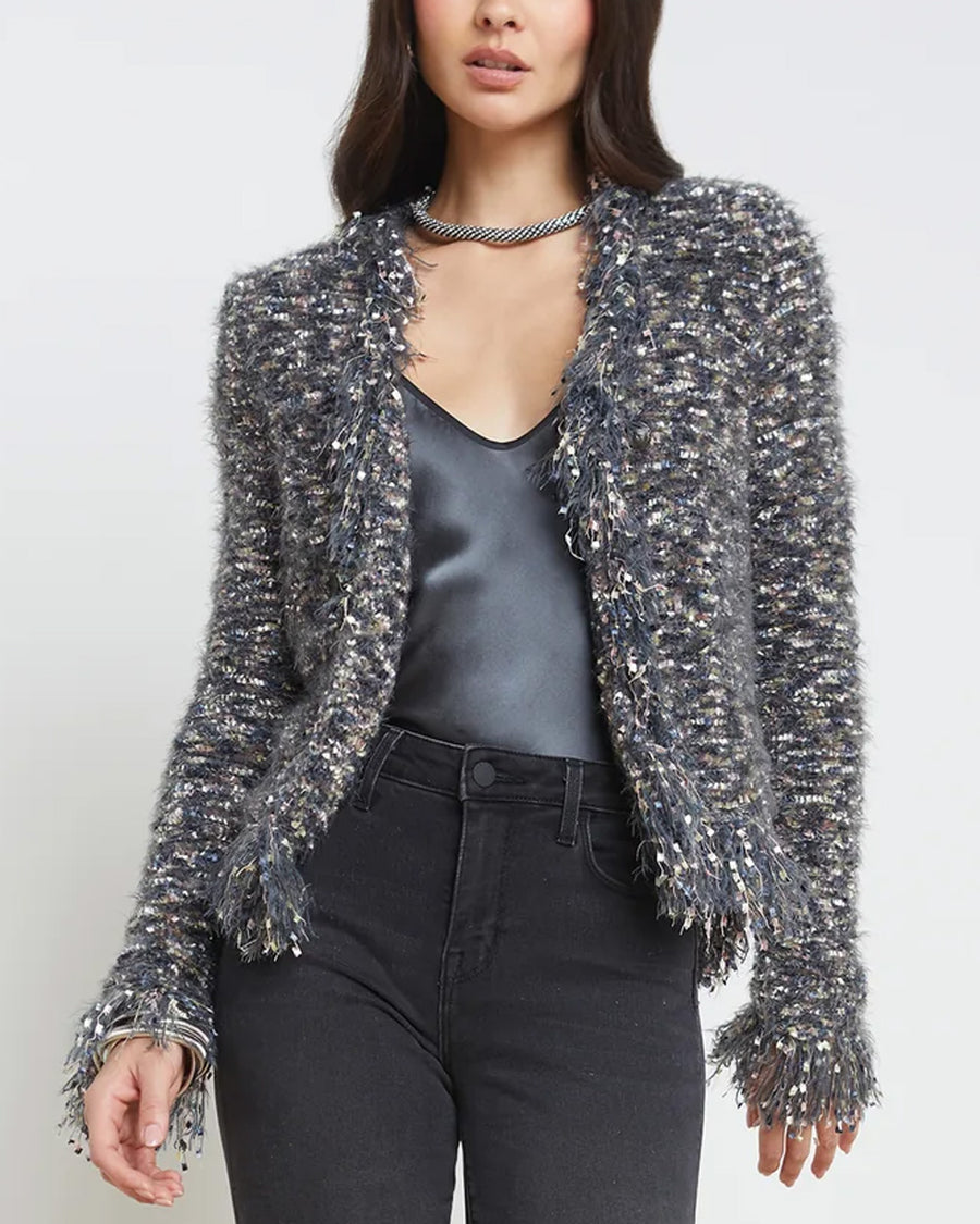 Grey Fringe Azure Cardigan Blazer