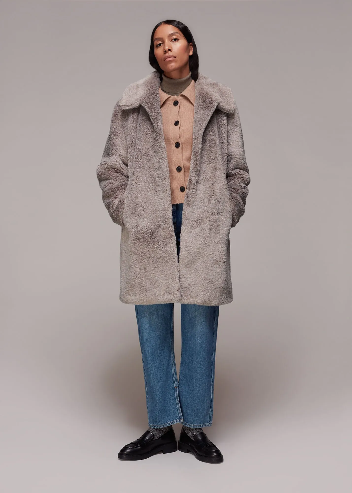 Grey Imogen Faux Fur Coat