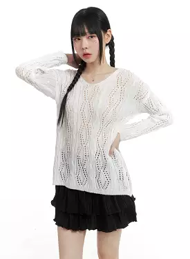 Hollow Out Cable Knit Sweater OM426