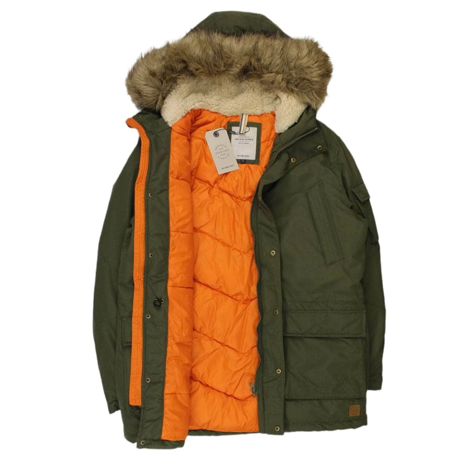 Jack & Jones Green Padded Parka Jacket